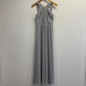 Lulus Women Ethereal Halter Maxi Dress Size S Gray Bridesmaid Prom Gala Formal